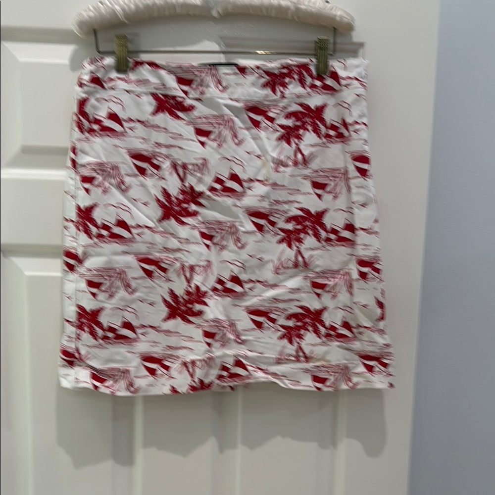 Talbots Red and White Tropical Pencil Skirt